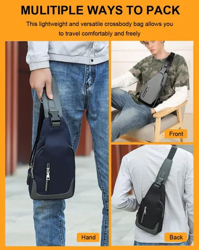Vista 5 de Hiflyer Bolso cruzado para hombre, mochila para hombre, bolso cruzado para hombre, bolso de hombro para hombre