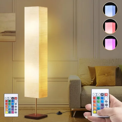 Vista 11 de GyroVu Lámpara de pie para sala de estar, lámpara alta de columna ajustable de temperatura de color, lámpara de pie con base de nogal lámpara de pie
