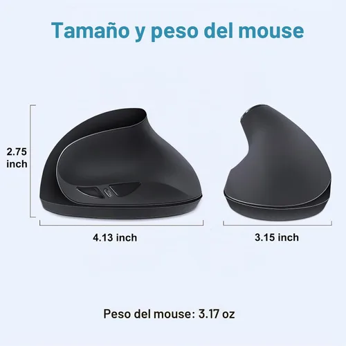 Vista 3 de SUNGI Ratón inalámbrico ergonómico, ratón vertical de 2.4 GHz con DPI ajustable para mano derecha del túnel carpiano, negro