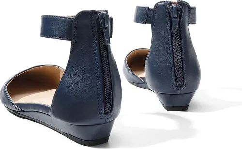 Vista 3 de Dream Pairs Zapatos de mujer con correa para tobillo, tacón bajo de cuña