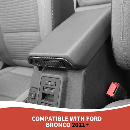 Vista 3 de RAZPOY Cubierta de Moldura de Interruptor de Caja de Reposabrazos Compatible con Ford Bronco 2021-2023 Accesorios Interiores de Fibra de Carbono