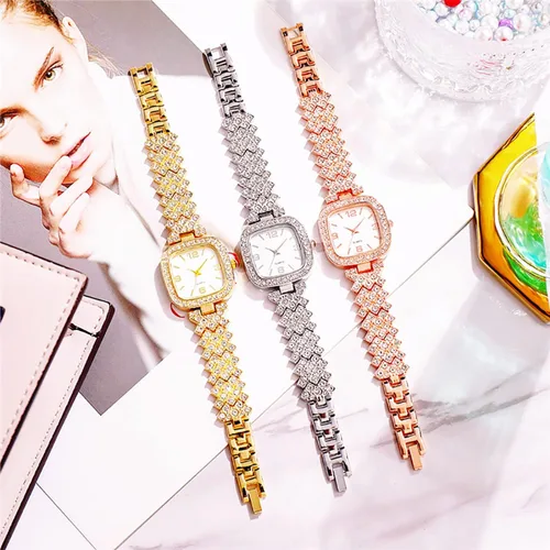 Vista 7 de ADSBIAOYE Reloj cuadrado de diamante vintage de lujo de moda reloj digital de cuarzo para mujer