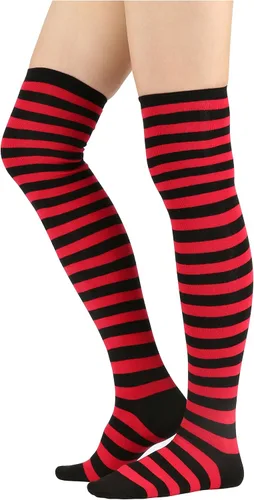 Vista 3 de Calcetines largos por encima de la rodilla, con rayas, para mujer.