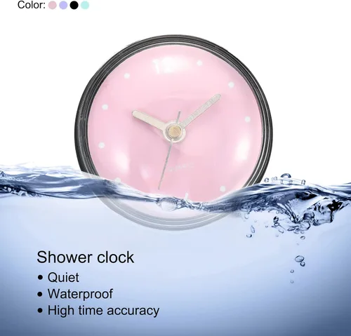 Vista 7 de PATIKIL Reloj de baño impermeable, funciona con pilas, mini relojes de pared silenciosos con ventosa negra para ducha, cocina, decoración del hogar