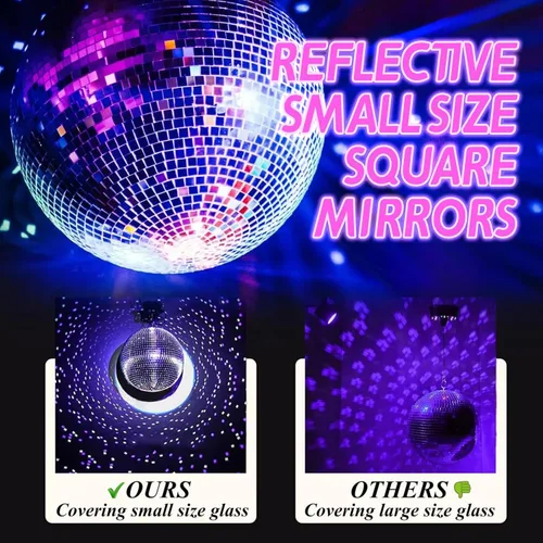 Vista 4 de Luz de bola de discoteca, difusor de luz de bola de discoteca de espejo de 5 pulgadas, rotación de 360°, luces de Navidad para fiestas