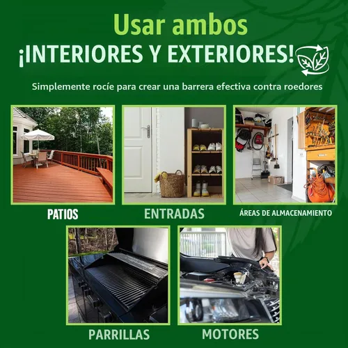 Vista 5 de Mighty Mint Spray Repelente de Roedores de Aceite de Menta con Paño de Microfibra – Control Natural para Interiores y Exteriores para Ratones