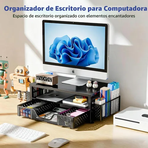 Vista 8 de Simple Trending Organizador de escritorio y accesorios, soporte elevador