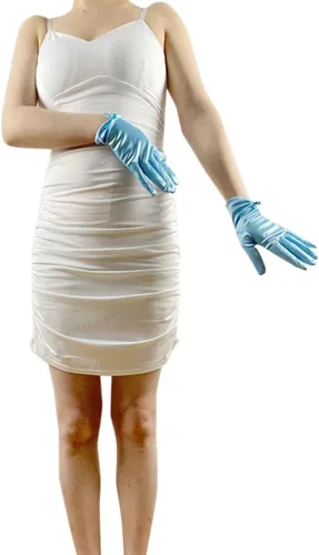 Vista 37 de Vestido de novia de satén para mujer, fiesta de ópera, guantes de los años 20, guantes hasta la muñeca