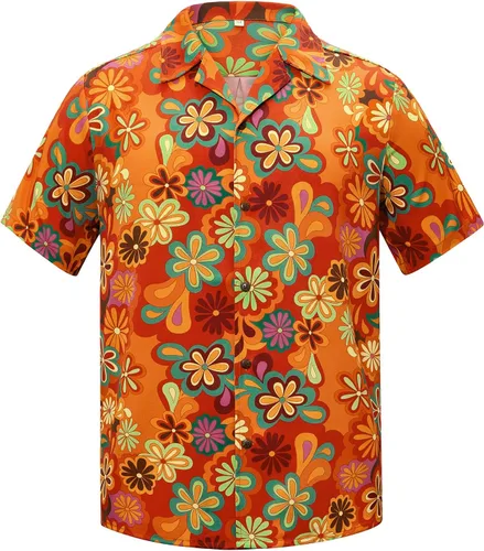 Vista 13 de American Trends Camisa hawaiana de manga corta con botones tropicales para Impresión de leopardo