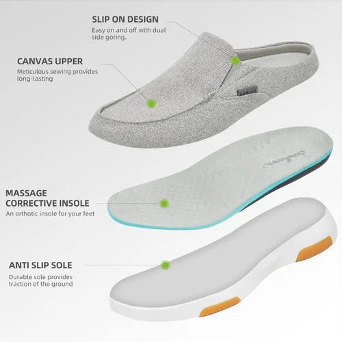Vista 5 de OrthoComfoot Mocasines ortopédicos sin cordones para hombre zapatos para caminar con soporte del arco pantuflas casuales para fascitis plantar