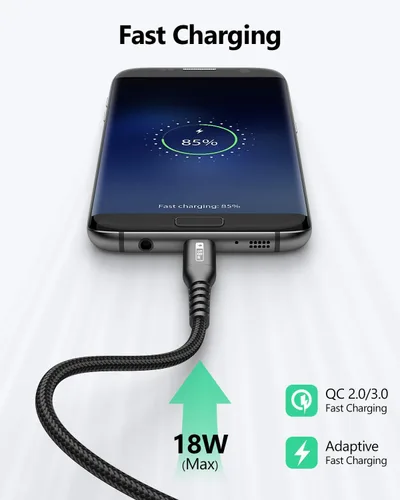 Vista 3 de SUNGUY Cable micro USB corto de 6 pulgadas, paquete de 3, cable USB a micro USB de 0.5 pies, cable de transferencia de datos USB 2.0 trenzado