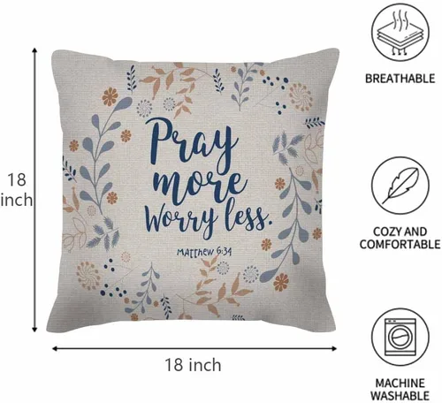 Vista 5 de Husandy HUS-AN-DY011 - Fundas de almohada con frase de la Biblia con frase de la Biblia con frase cristiana de 18 x 18 pulgadas, funda de cojín