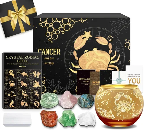 Vista 17 de Conjunto de regalo de cristales de Acuario, signos del zodiaco, piedras de nacimiento de cristales curativos con caja de horóscopo, cristales