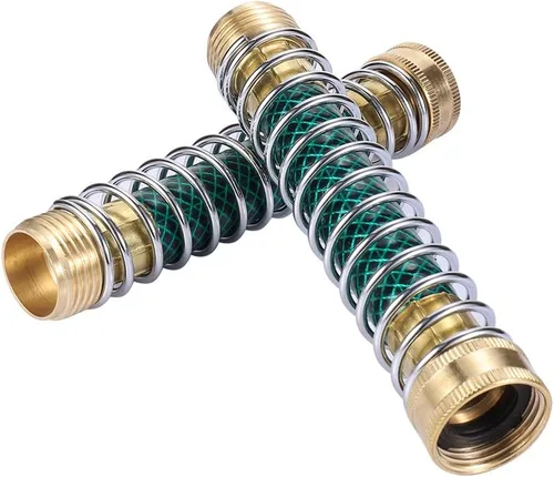 Vista 4 de Manguera de jardín Protector de resorte en espiral con manguera de grifo de latón macizo Adaptador de acoplamiento Extensión 2 unids (2 piezas)