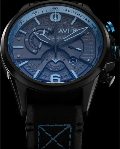 Vista 7 de AVI-8 Reloj Hawker Harrier Dual Retrograde Cronógrafo Correa de Cuero Genuino