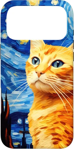 Vista 22 de Orange Tabby Cat Starry Night Vincent Van Gogh - Carcasa para iPhone 17