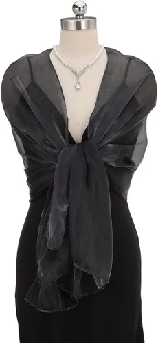 Vista 2 de EASEDAILY Chales y envolturas para vestidos de noche para mujer, bufanda de boda brillante, estola de novia transparente para novia y dama de honor