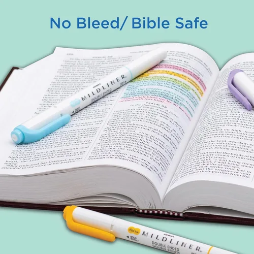Vista 7 de Zebra Pen Mildliner - Resaltadores de doble punta, puntas anchas y finas, ideales para resaltar la Biblia, sin sangrado, suministros escolares