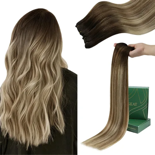 Vista 24 de Ugeat Extensiones de cabello humano de trama de mariposa, color negro, 16