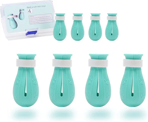 Vista 7 de Botas ajustables de silicona a prueba de arañazos para baño y aseo Rehabilitación de enfermería, botas de gato solo para gatos, ajustables
