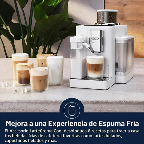 Vista 3 de De'Longhi Rivelia - Máquina automática de café expreso, espumador de leche Blanco ártico