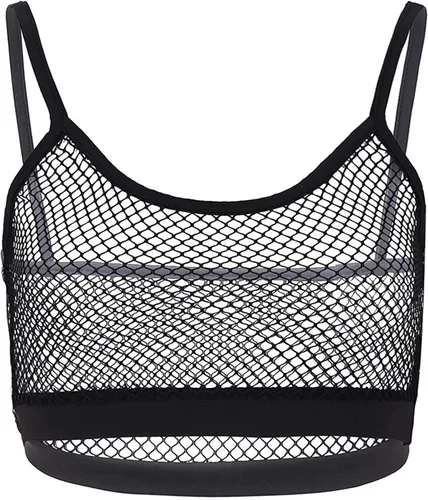 Vista 5 de KKmeter Bralette de malla para mujer con correa superior para ver a través de ver sin mangas, chaleco para fiesta
