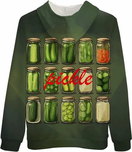 Vista 2 de Sudadera con capucha divertida con cremallera con tema de pepinillos
