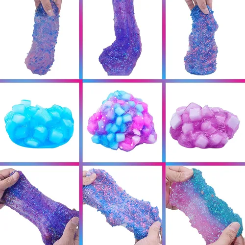 Vista 7 de Kit de slime de unicornio para niñas de 4 a 12 años, suministros para hacer slime de mantequilla, confeti de caramelo, crujiente y crujiente, espuma