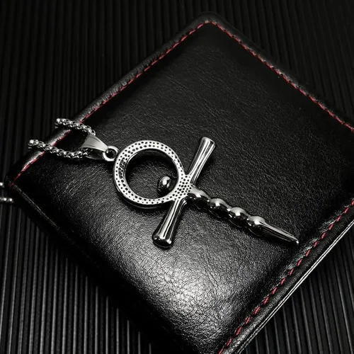 Vista 7 de Collar de cruz, Ankh, oración de serenidad, calavera, collar con colgante de cruz celta para hombres y mujeres, joyería cristiana, potente