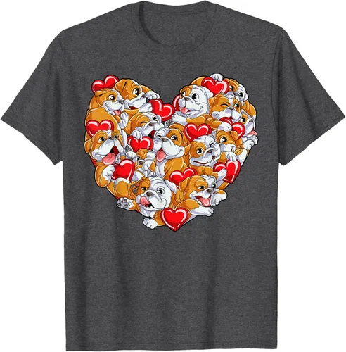 Vista 26 de Camiseta inglesa para el día de San Valentín con diseño de corazón y perro amante de los niños Negro