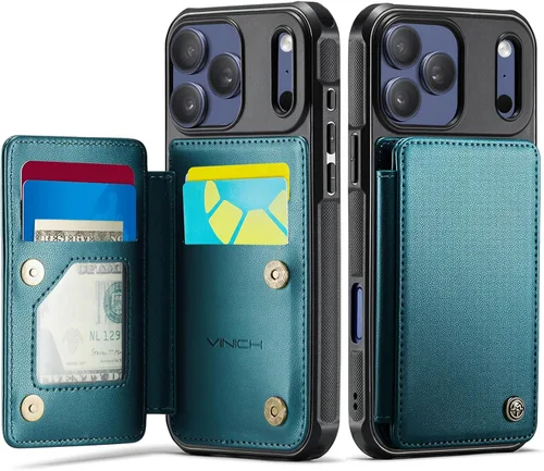 Vista 24 de Vinich for iPhone XR Wallet Case with Card Holder, Black RFID Blocking Credit Slots, Kickstand, Shockproof Flip Phone Cover, PU Leather, Double