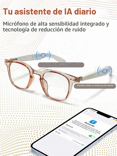 Vista 7 de Gafas Bluetooth para mujeres y hombres con Bluetooth 5.4, gafas de traducción con bloqueo de luz azul y lentes de cambio de color, asistente de voz