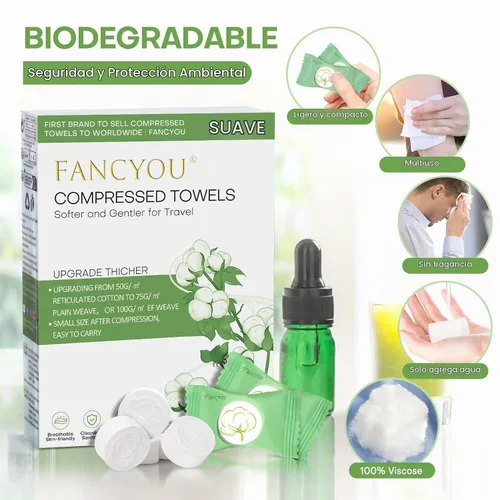 Vista 8 de Toalla comprimida, 100 toallas desechables para la cara, mini tabletas portátiles, tejido de monedas, algodón comprimido, toallitas desechables
