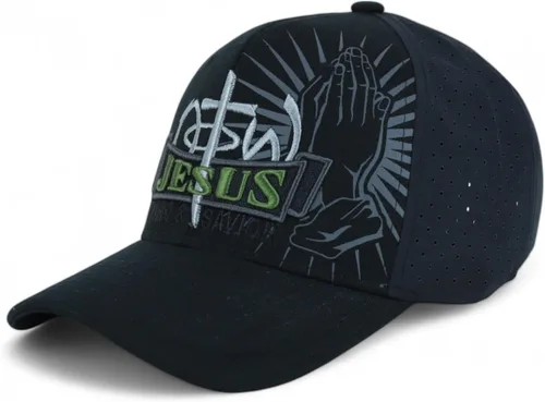Vista 27 de Trendy Apparel Shop Gorra de bola cristiana bordada a mano Only Jesus Praying Azul marino