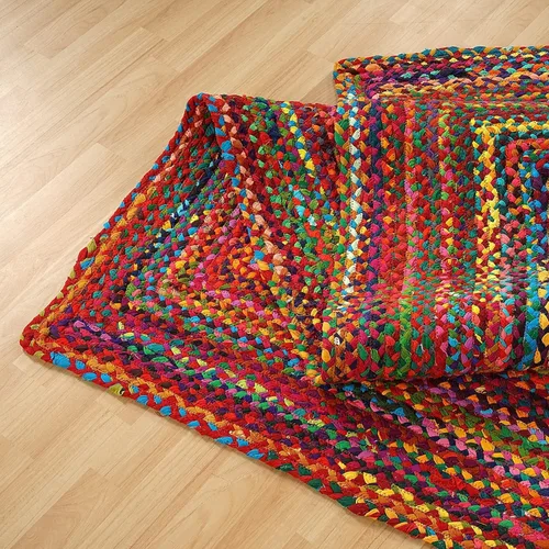 Vista 2 de GRUHUM Alfombra de Área de Yute de 8 x 10 pies de Fibra Natural Hecha a Mano Boho Granja Suave Trenzada Chindi Rústica Vintage para Interiores