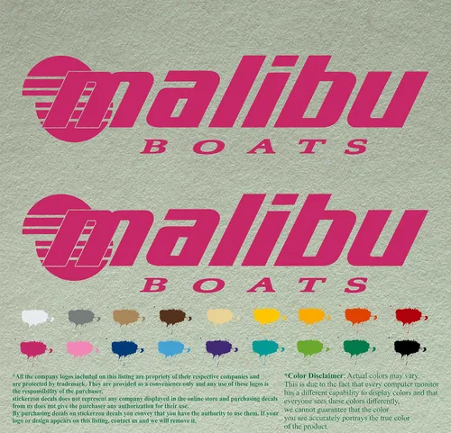 Vista 13 de Malibu Boat - Juego de 2 calcomanías de vinilo de repuesto compatibles con botes de restauración (12 pulgadas, negro 070)