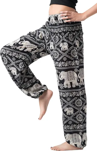 Vista 2 de B BANGKOK PANTS Pantalones harem para mujer, ropa bohemia con bolsillos