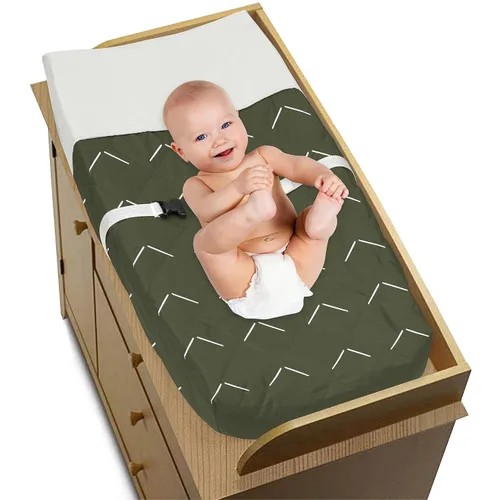 Vista 3 de Sweet Jojo Designs Cambiador de cambiador de bebé verde oscuro con flechas boho para niño y niña, tapete para cambiador de pañales para recién