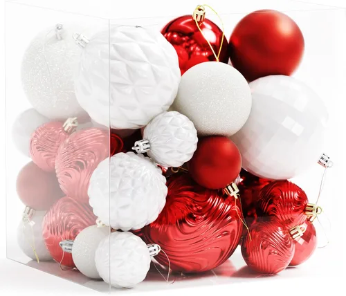 Vista 9 de Christmas Tree Ornaments - 36 PCS Shatterproof Christmas Ball Ornaments Set for Holiday, Wreath & Party Decorations (Multi-Size, Red, Gold)