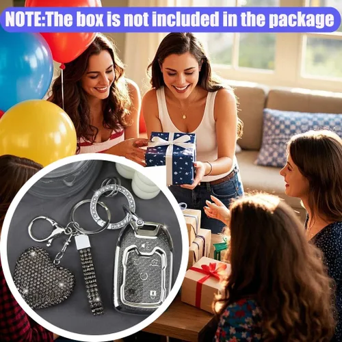 Vista 6 de Funda para Llavero con Llavero de Diamante Compatible con Chevy GMC Yukon/Yukon XL Portallaves de Coche Compatible con Chevrolet Terrain Acadia