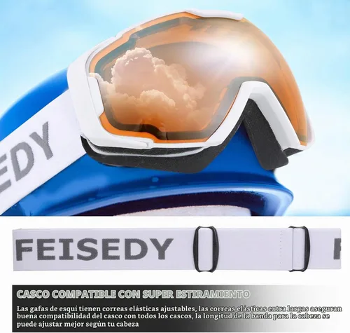 Vista 4 de FEISEDY Ski Goggles, OTG Snow Sport Goggles for Men, Women & Youth B2961 Naranja Vlt 53%