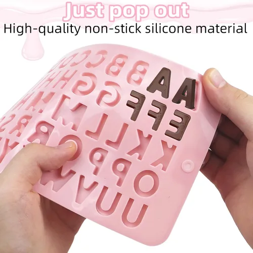 Vista 6 de 2 moldes de silicona para letras y moldes de chocolate con números, moldes reutilizables para hornear dulces, gomitas, cumpleaños, bodas y postres