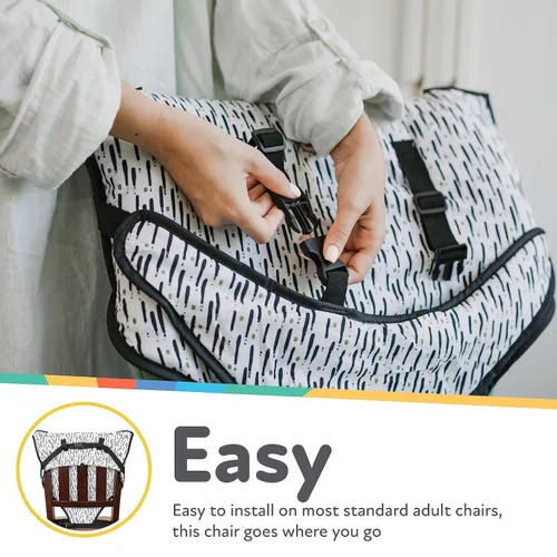 Vista 3 de Nuby On The Go Silla de viaje portátil para bebés y niños pequeños, correas ajustables de seguridad de 5 puntos, más de 6 meses, se pliega en una