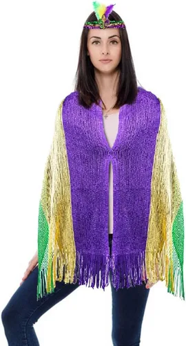 Vista 5 de LANGFON Bufanda de malla brillante de Mardi Gras con diadema de plumas, accesorio de disfraz de Mardi Gras, disfraz de mascarada para Mardi Gras al