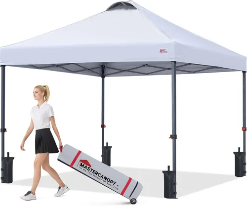Vista 11 de MASTERCANOPY Tienda de campaña desplegable duradera de 8 x 8 con bolsa Blanco