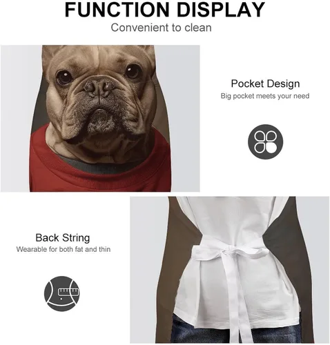 Vista 6 de MUSM Apron for Adults - 27.6 X 31.5 Inch, Heavy-Duty Polyester Aprons with Two Large Pockets, Waterproof Wearing Short Sleeves Kitchen Apron for