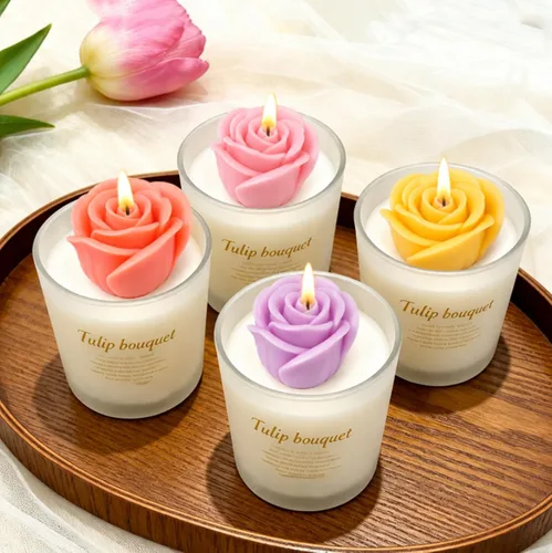 Vista 4 de 4 moldes de velas de flores de rosas, moldes de silicona para hacer velas, molde decorativo en forma de flores 3D para fondant jabón, pastel