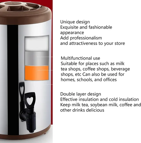 Vista 4 de Dispensador de bebidas aislado, dispensador de bebidas frías y calientes, dispensador de bebidas frías y calientes de acero inoxidable 304