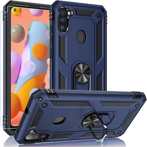 Vista 9 de Funda para Samsung A11, Galaxy A11, funda de grado militar resistente con protector de pantalla HD, anillo magnético atril para Samsung Galaxy A11