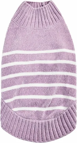 Vista 18 de Blueberry Pet Suéter de Chenilla Suave y Acogedor Elegante a Rayas para Perro en Rojo Borgoña, Longitud de Espalda 10", Paquete de 1 Prenda